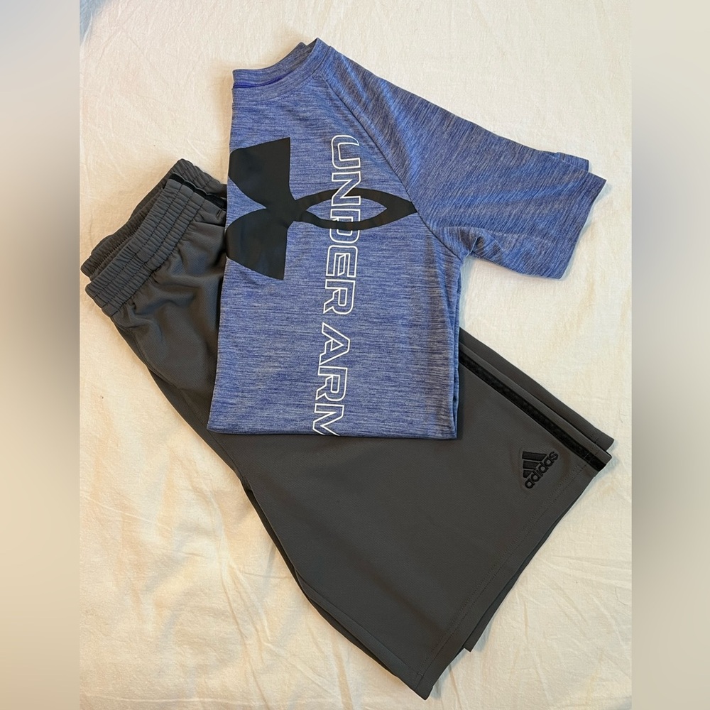 UA Tee and Adidas Shorts - Boys XL